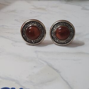 Vintage Style Silver and Brown Earrings
